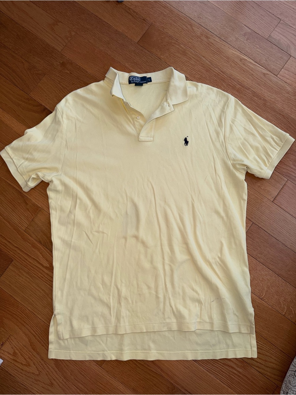 Polo by Ralph Lauren Men’s Light Yellow Cotton Polo with Navy Pony